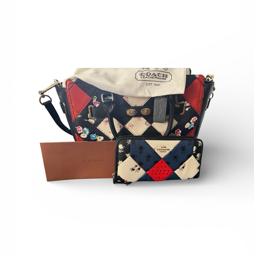 Coach Blake Swagger Style Patchwork Satchel F38210 and Wallet 52785 Set